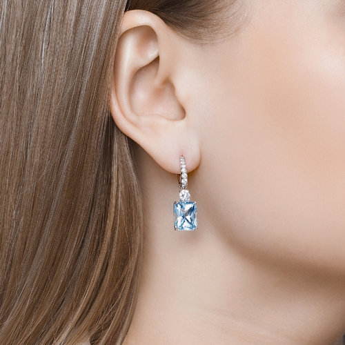 Серьги, топаз, фианит Серьги, топаз, фианит