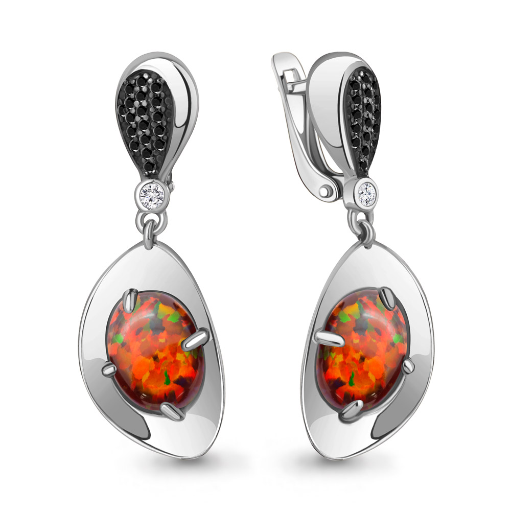 Серьги, нано кристалл, опал иск., фианит Серьги, нано кристалл, опал иск., фианит