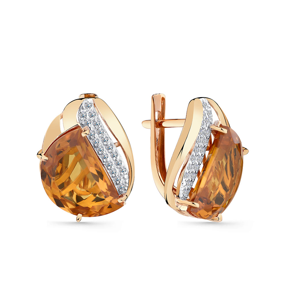 Серьги, султанит, фианит Серьги, султанит, фианит