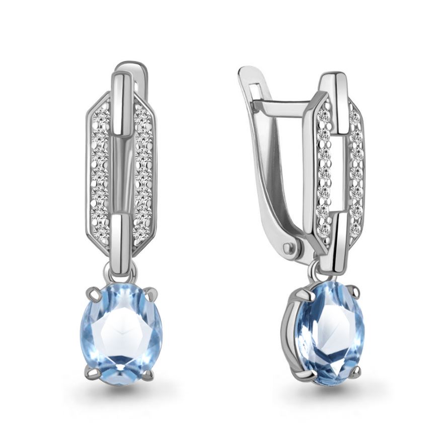 Серьги, топаз, фианит Серьги, топаз, фианит