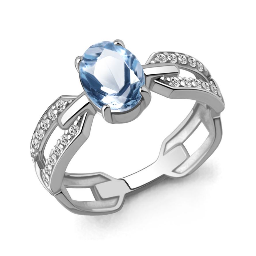 Кольцо, топаз, фианит Кольцо, топаз, фианит