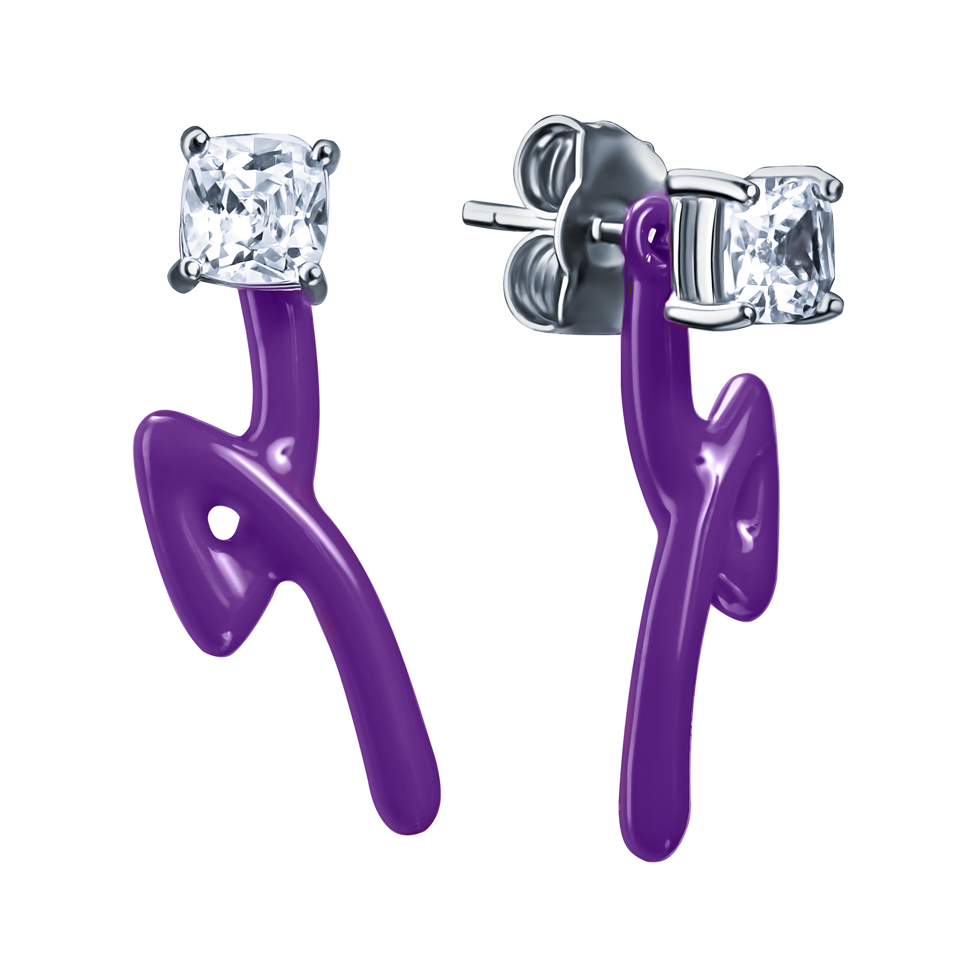 Серьги пусеты (Ag 925) SE36429_SR_ENAM_001_WG