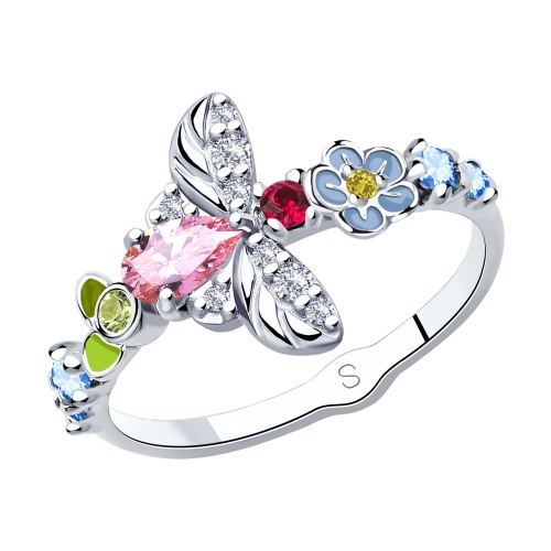 Колье из золота, корунд синт., Розовое золото