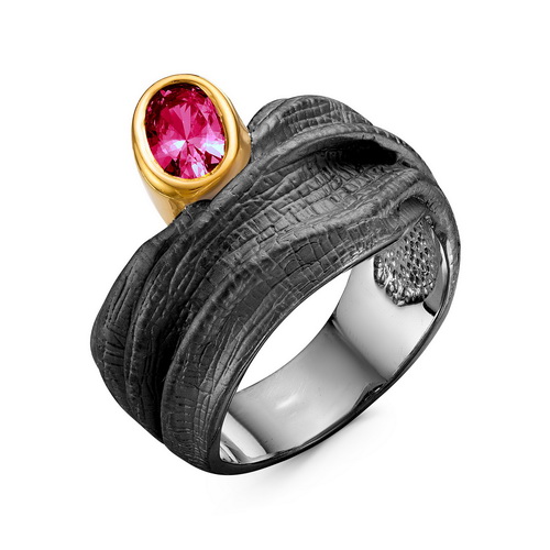 Колье из золота, корунд синт., Розовое золото