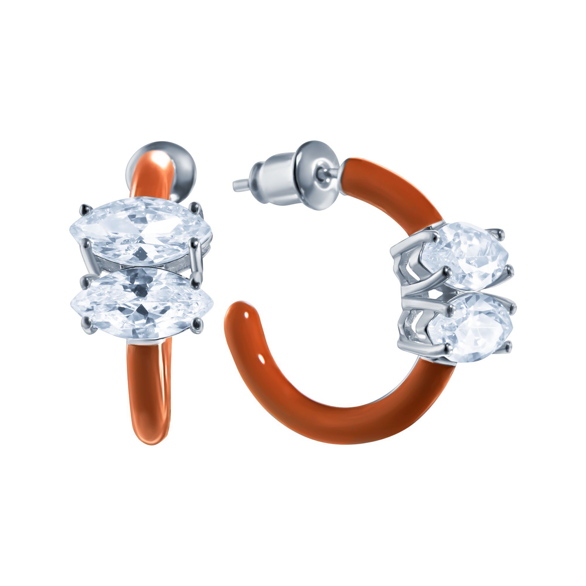 Серьги конго (Ag 925) AE-14_R36821_SR_ENAM_WG