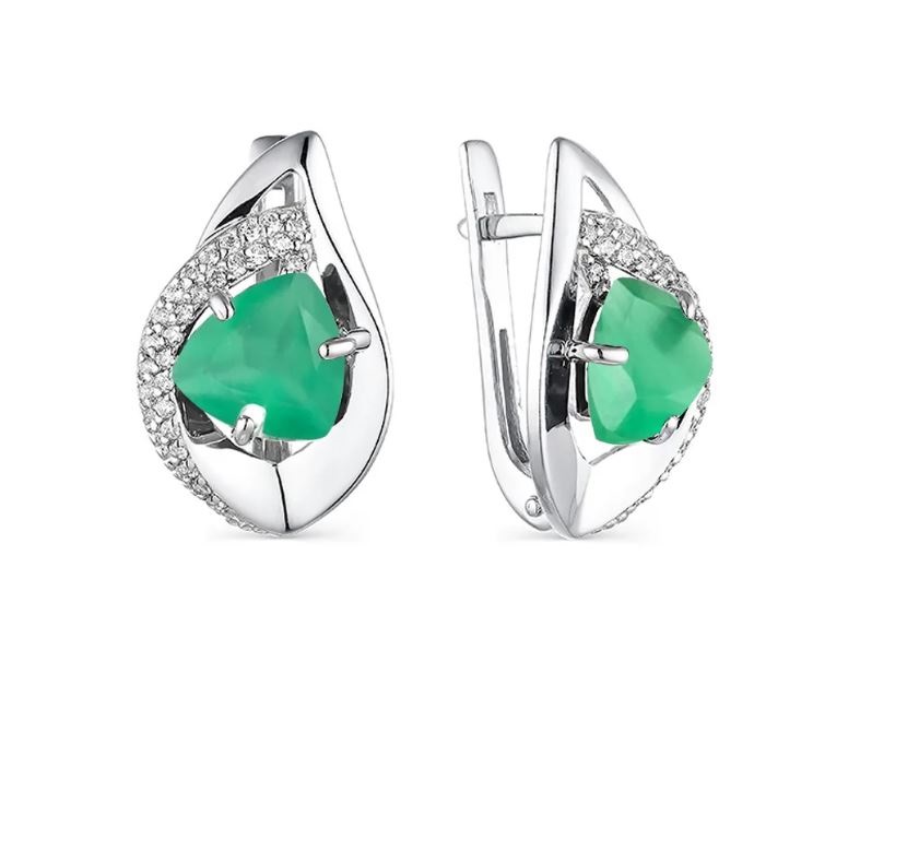 Серьги (Ag 925) 2-813 хризопраз