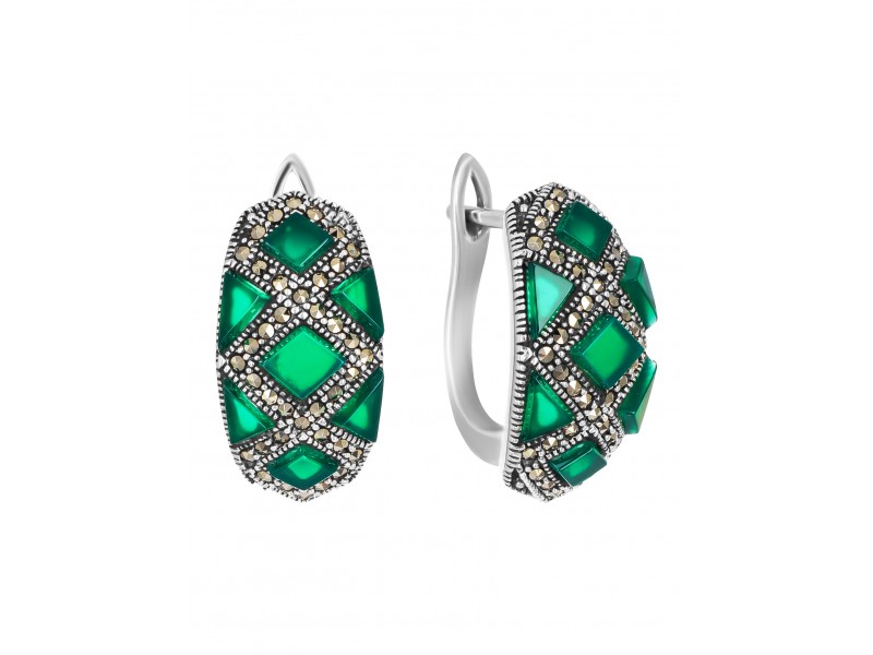 Серьги (Ag 925) HE416хризопраз