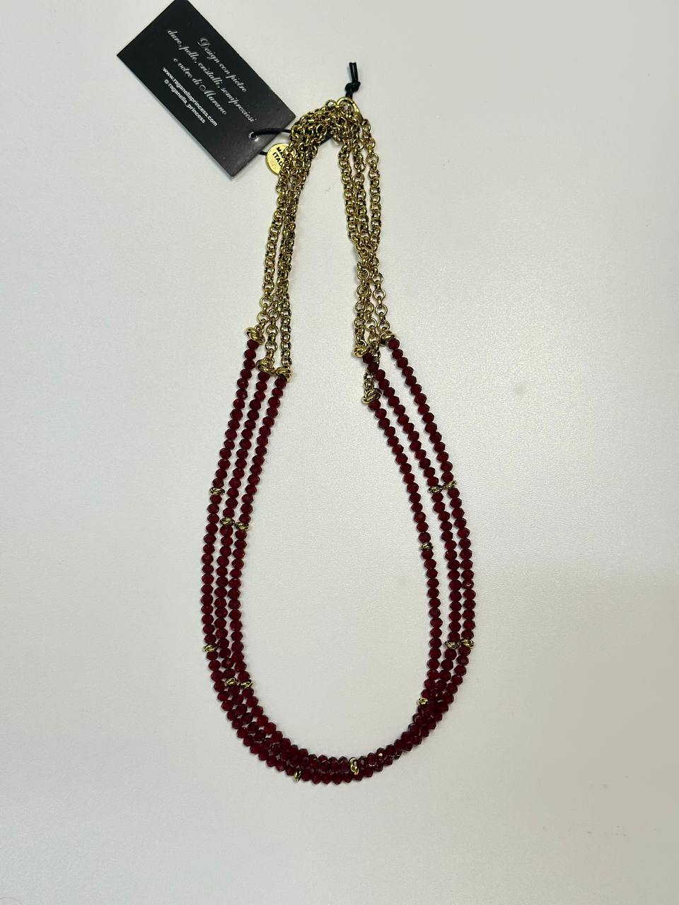 Колье (Без пробы) Кросс-боди рубин