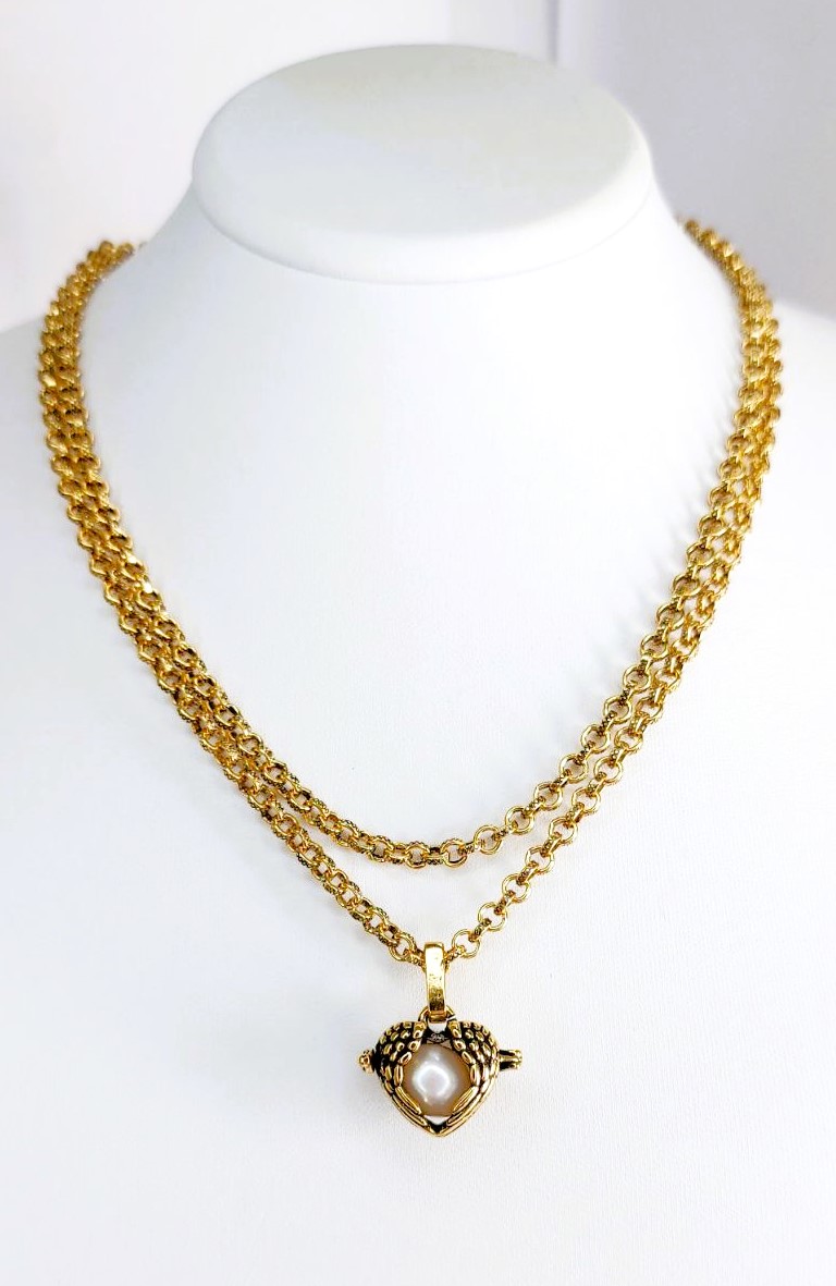 Колье (Без пробы) 152000624690 2слоя, сердце