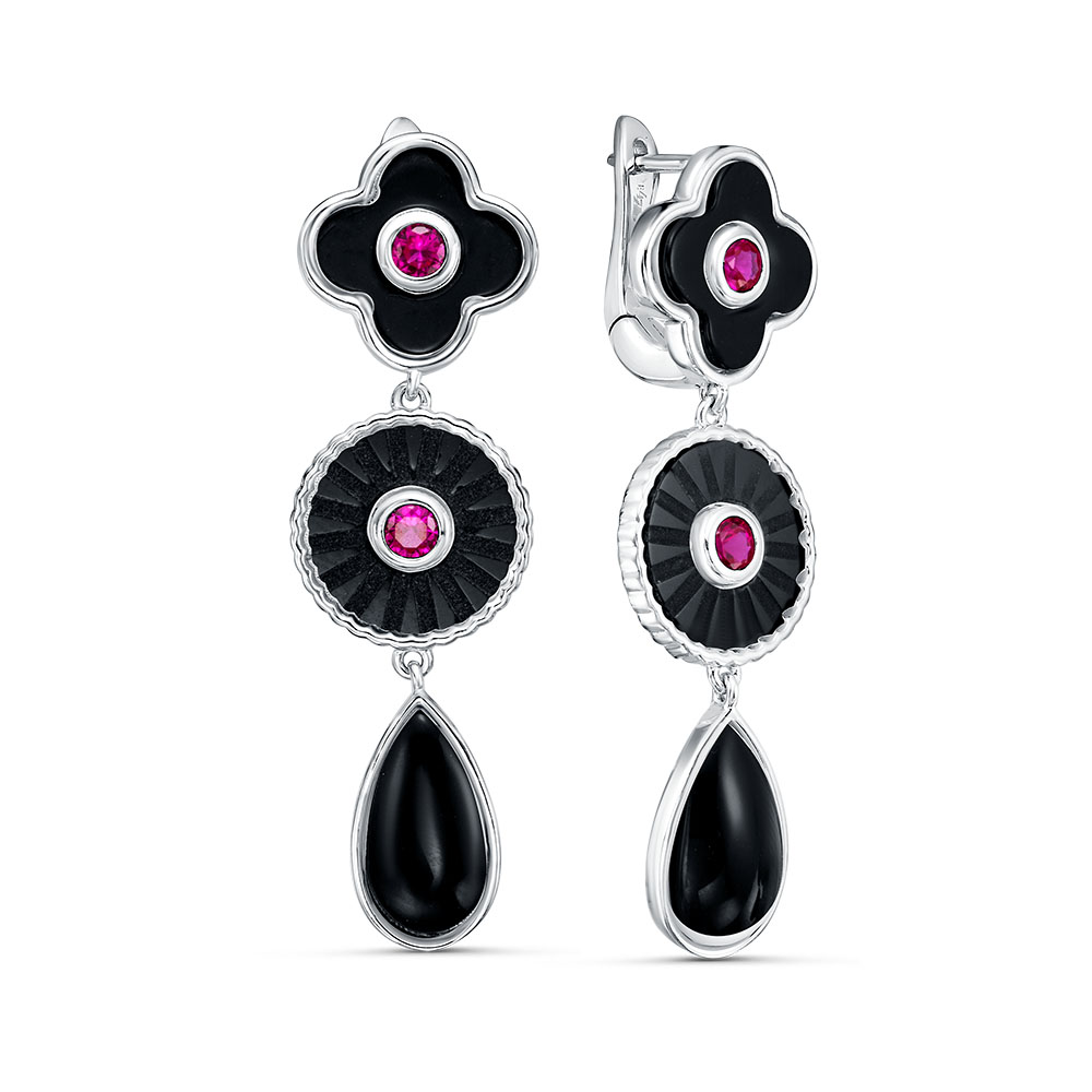 Серьги (Ag 925) SE41495черн