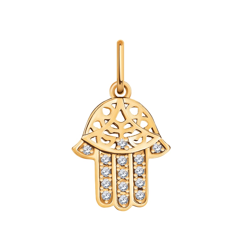 Колье из золота, корунд синт., Розовое золото