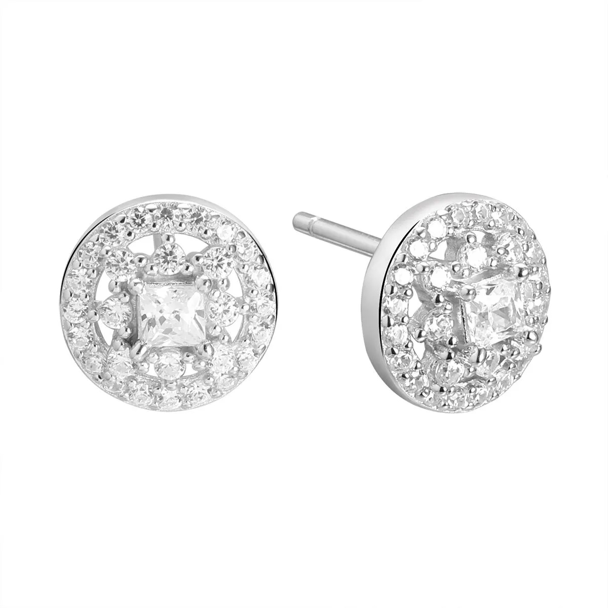 Серьги пусеты (Ag 925) CZ-E04730-X-W-W-X-W