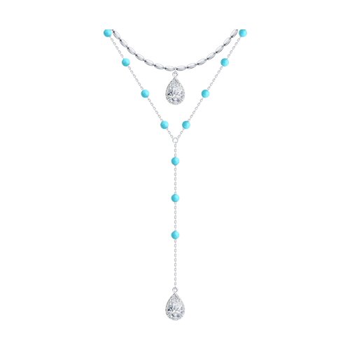 Колье из золота, корунд синт., Розовое золото