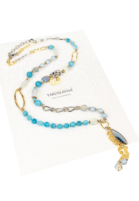 Колье (Без пробы) Light blue дв200
